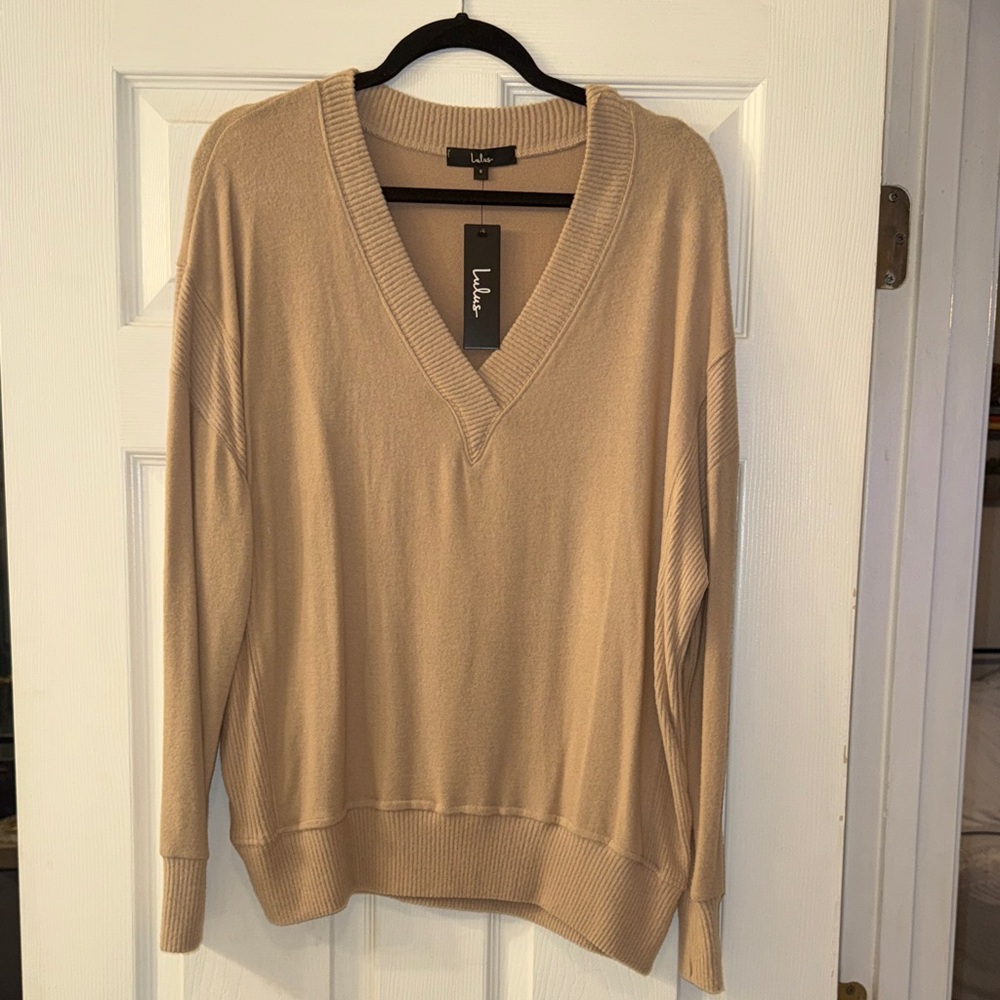 Lulus Beige V-Neck Sweater